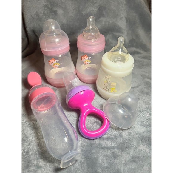 MAM Baby Bottles Set Lot: Anti-Colic, Newborn Feeding Bottles & Food Feeder - Picture 1 of 7